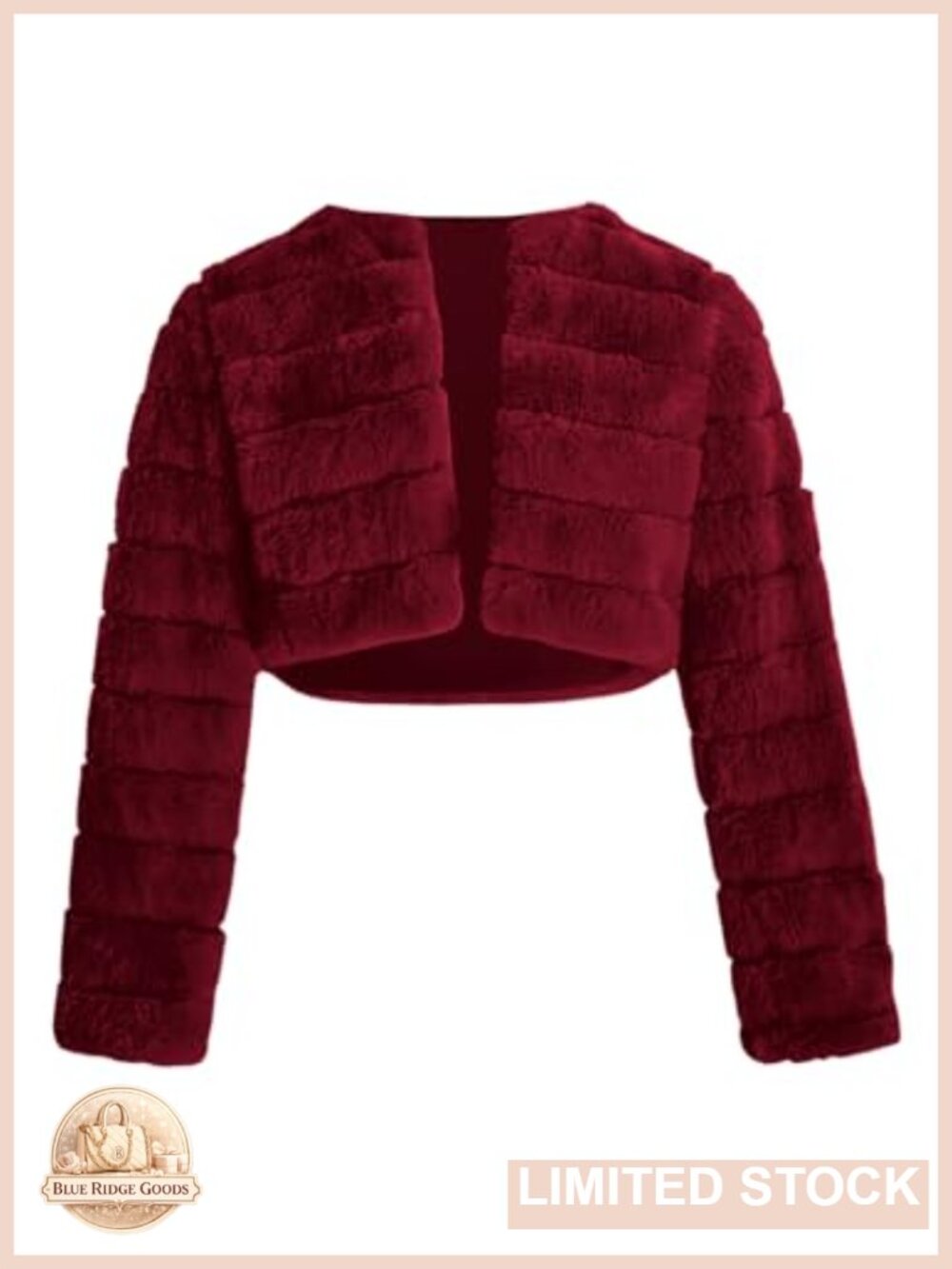 Faux Fur Cropped Jacket Open Front Long Sleeve Fuzzy Crop Coat